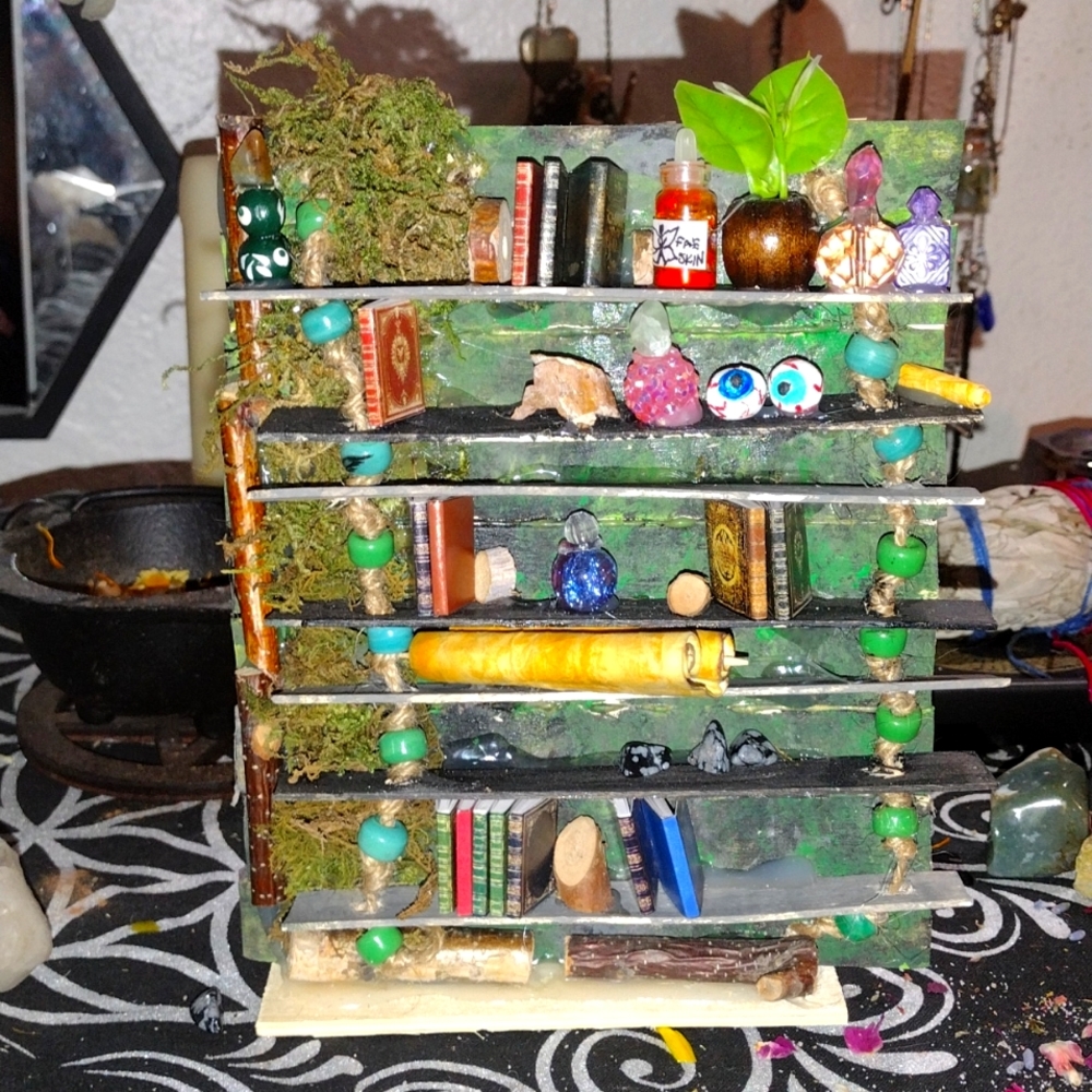 Miniature witch's bookshelf